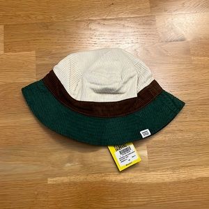 New with tags Market corduroy bucket hat one size cream brown and forest green